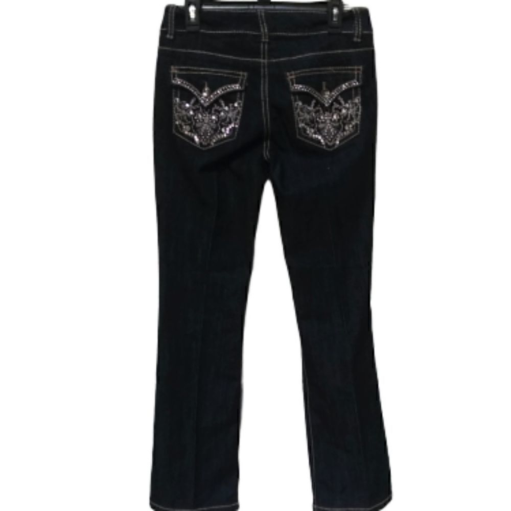 Nine West Embellished Pocket Dark Jean- 6R